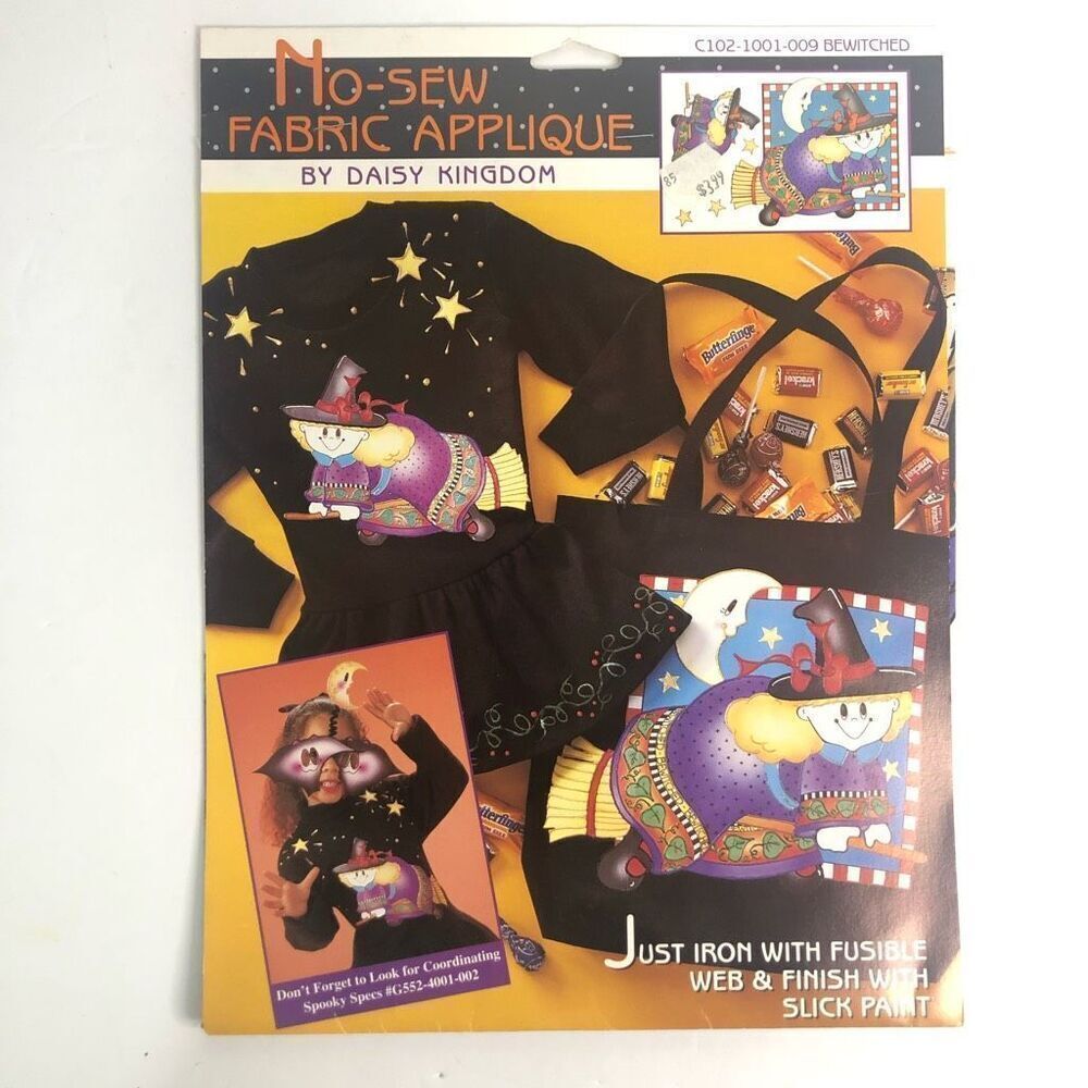 daisy kingdom bewitched halloween no sew fabric appliqué kit cute witch crafts